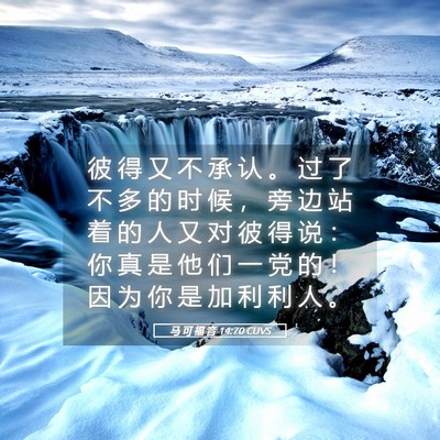 Picture 05 - 马 可 福 音 14:70 CUVS - 彼 得 又 不 承 认 。 过 了 不 多 的 - Bible Verse Picture