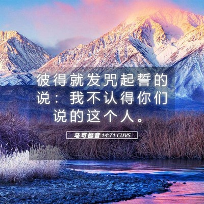 Picture 05 - 马 可 福 音 14:71 CUVS - 彼 得 就 发 咒 起 誓 的 说 ： 我 不 - Bible Verse Picture
