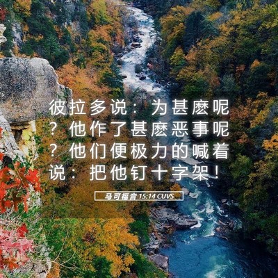 Picture 05 - 马 可 福 音 15:14 CUVS - 彼 拉 多 说 ： 为 甚 麽 呢 ？ 他 作 - Bible Verse Picture