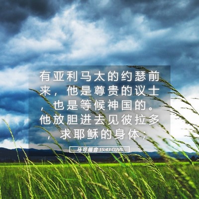 Picture 05 - 马 可 福 音 15:43 CUVS - 有 亚 利 马 太 的 约 瑟 前 来 ， 他 - Bible Verse Picture