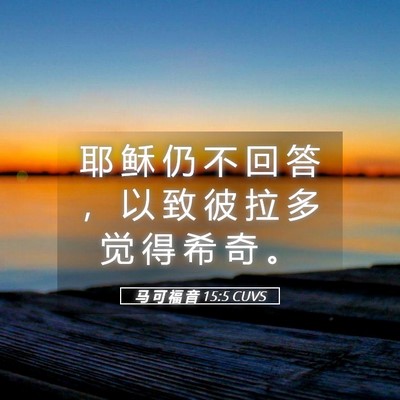 Picture 05 - 马 可 福 音 15:5 CUVS - 耶 稣 仍 不 回 答 ， 以 致 彼 拉 多 - Bible Verse Picture