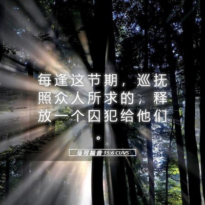 Picture 05 - 马 可 福 音 15:6 CUVS - 每 逢 这 节 期 ， 巡 抚 照 众 人 所 - Bible Verse Picture