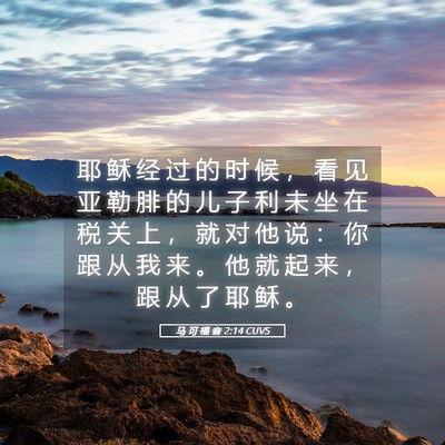 Picture 05 - 马 可 福 音 2:14 CUVS - 耶 稣 经 过 的 时 候 ， 看 见 亚 勒 - Bible Verse Picture