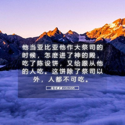 Picture 05 - 马 可 福 音 2:26 CUVS - 他 当 亚 比 亚 他 作 大 祭 司 的 时 - Bible Verse Picture