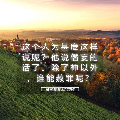 Picture 05 - 马 可 福 音 2:7 CUVS - 这 个 人 为 甚 麽 这 样 说 呢 ？ 他 - Bible Verse Picture