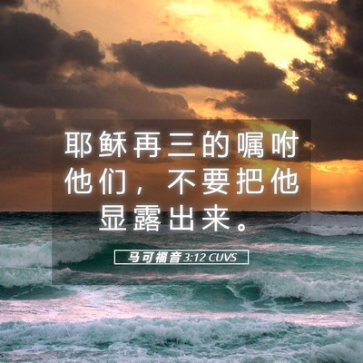 Picture 05 - 马 可 福 音 3:12 CUVS - 耶 稣 再 三 的 嘱 咐 他 们 ， 不 要 - Bible Verse Picture