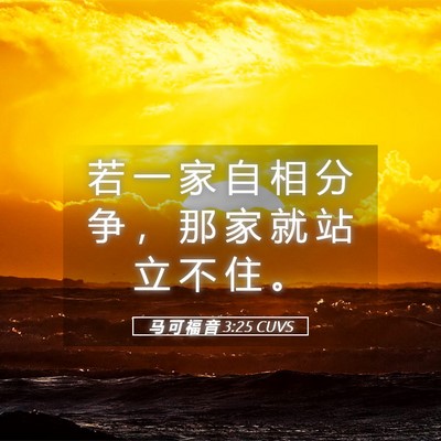 Picture 05 - 马 可 福 音 3:25 CUVS - 若 一 家 自 相 分 争 ， 那 家 就 站 - Bible Verse Picture