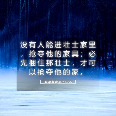 Picture 05 - 马 可 福 音 3:27 CUVS - 没 有 人 能 进 壮 士 家 里 ， 抢 夺 - Bible Verse Picture