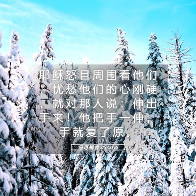 Picture 05 - 马 可 福 音 3:5 CUVS - 耶 稣 怒 目 周 围 看 他 们 ， 忧 愁 - Bible Verse Picture