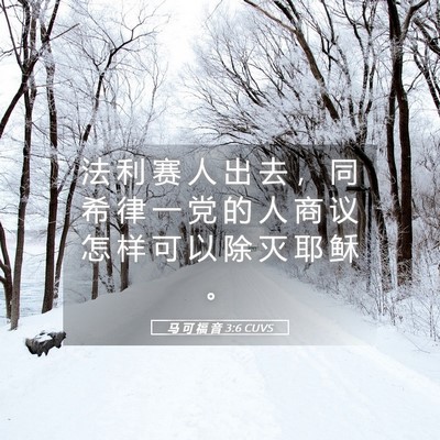 Picture 05 - 马 可 福 音 3:6 CUVS - 法 利 赛 人 出 去 ， 同 希 律 一 党 - Bible Verse Picture