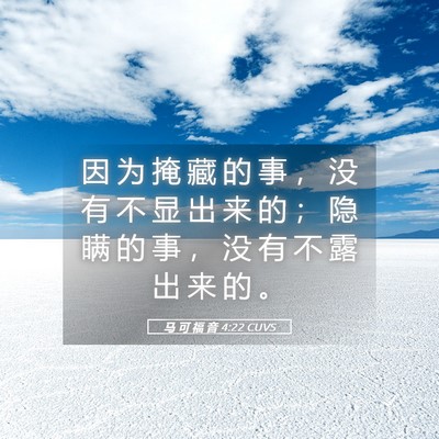 Picture 05 - 马 可 福 音 4:22 CUVS - 因 为 掩 藏 的 事 ， 没 有 不 显 出 - Bible Verse Picture