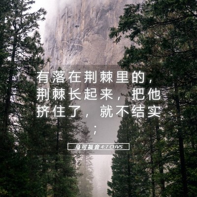 Picture 05 - 马 可 福 音 4:7 CUVS - 有 落 在 荆 棘 里 的 ， 荆 棘 长 起 - Bible Verse Picture