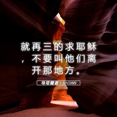 Picture 05 - 马 可 福 音 5:10 CUVS - 就 再 三 的 求 耶 稣 ， 不 要 叫 他 - Bible Verse Picture