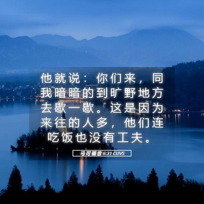 Picture 05 - 马 可 福 音 6:31 CUVS - 他 就 说 ： 你 们 来 ， 同 我 暗 暗 - Bible Verse Picture