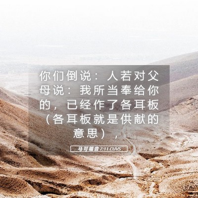 Picture 05 - 马 可 福 音 7:11 CUVS - 你 们 倒 说 ： 人 若 对 父 母 说 ： - Bible Verse Picture