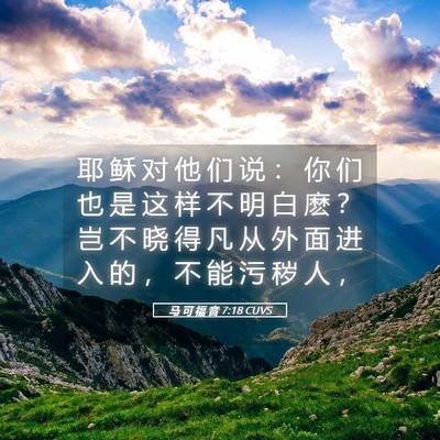 Picture 05 - 马 可 福 音 7:18 CUVS - 耶 稣 对 他 们 说 ： 你 们 也 是 这 - Bible Verse Picture