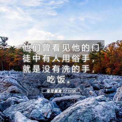 Picture 05 - 马 可 福 音 7:2 CUVS - 他 们 曾 看 见 他 的 门 徒 中 有 人 - Bible Verse Picture