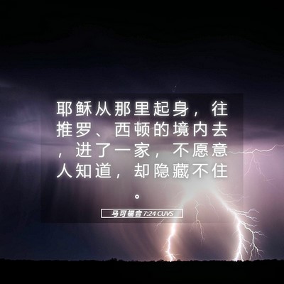 Picture 05 - 马 可 福 音 7:24 CUVS - 耶 稣 从 那 里 起 身 ， 往 推 罗 、 - Bible Verse Picture