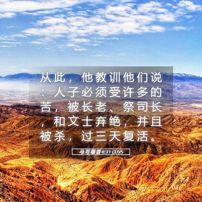 Picture 05 - 马 可 福 音 8:31 CUVS - 从 此 ， 他 教 训 他 们 说 ： 人 子 - Bible Verse Picture