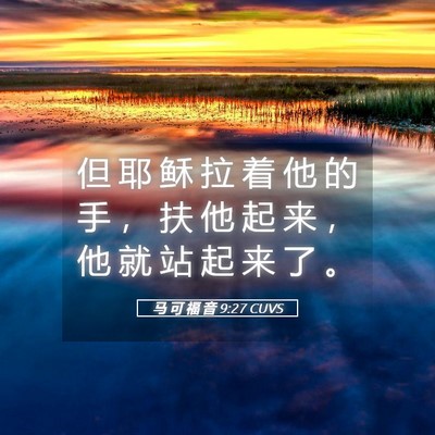 Picture 05 - 马 可 福 音 9:27 CUVS - 但 耶 稣 拉 着 他 的 手 ， 扶 他 起 - Bible Verse Picture