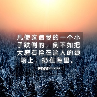 Picture 05 - 马 可 福 音 9:42 CUVS - 凡 使 这 信 我 的 一 个 小 子 跌 倒 - Bible Verse Picture