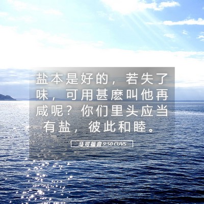 Picture 05 - 马 可 福 音 9:50 CUVS - 盐 本 是 好 的 ， 若 失 了 味 ， 可 - Bible Verse Picture