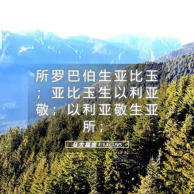 Picture 05 - 马 太 福 音 1:13 CUVS - 所 罗 巴 伯 生 亚 比 玉 ； 亚 比 玉 - Bible Verse Picture