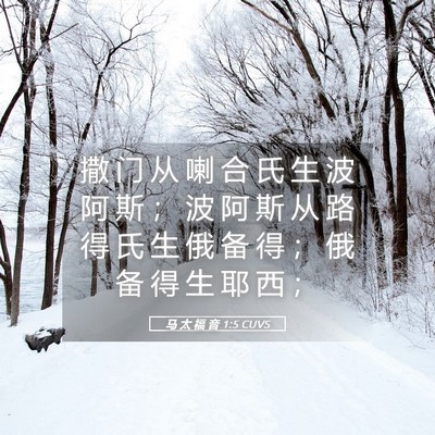 Picture 05 - 马 太 福 音 1:5 CUVS - 撒 门 从 喇 合 氏 生 波 阿 斯 ； 波 - Bible Verse Picture