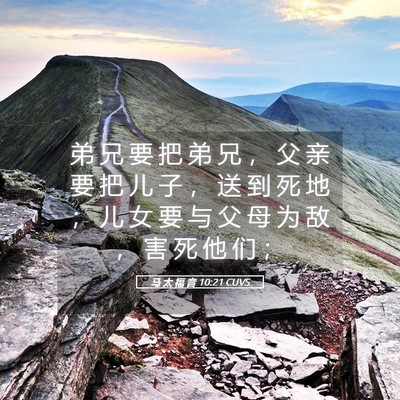 Picture 05 - 马 太 福 音 10:21 CUVS - 弟 兄 要 把 弟 兄 ， 父 亲 要 把 儿 - Bible Verse Picture