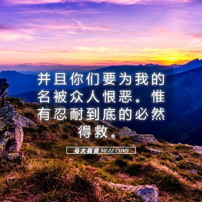 Picture 05 - 马 太 福 音 10:22 CUVS - 并 且 你 们 要 为 我 的 名 被 众 人 - Bible Verse Picture