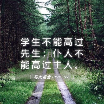 Picture 05 - 马 太 福 音 10:24 CUVS - 学 生 不 能 高 过 先 生 ； 仆 人 不 - Bible Verse Picture