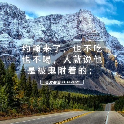 Picture 05 - 马 太 福 音 11:18 CUVS - 约 翰 来 了 ， 也 不 吃 也 不 喝 ， - Bible Verse Picture