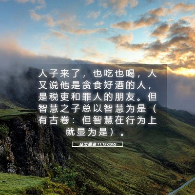 Picture 05 - 马 太 福 音 11:19 CUVS - 人 子 来 了 ， 也 吃 也 喝 ， 人 又 - Bible Verse Picture