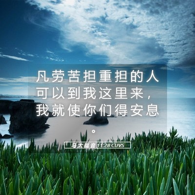 Picture 05 - 马 太 福 音 11:28 CUVS - 凡 劳 苦 担 重 担 的 人 可 以 到 我 - Bible Verse Picture