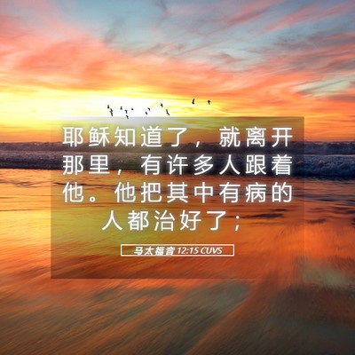 Picture 05 - 马 太 福 音 12:15 CUVS - 耶 稣 知 道 了 ， 就 离 开 那 里 ， - Bible Verse Picture