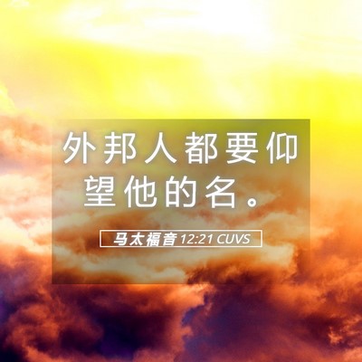 Picture 05 - 马 太 福 音 12:21 CUVS - 外 邦 人 都 要 仰 望 他 的 名 - Bible Verse Picture