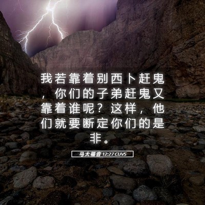 Picture 05 - 马 太 福 音 12:27 CUVS - 我 若 靠 着 别 西 卜 赶 鬼 ， 你 们 - Bible Verse Picture