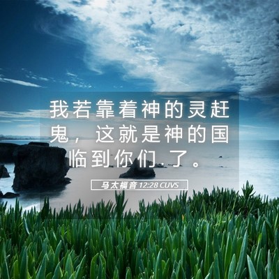 Picture 05 - 马 太 福 音 12:28 CUVS - 我 若 靠 着 神 的 灵 赶 鬼 ， 这 就 - Bible Verse Picture