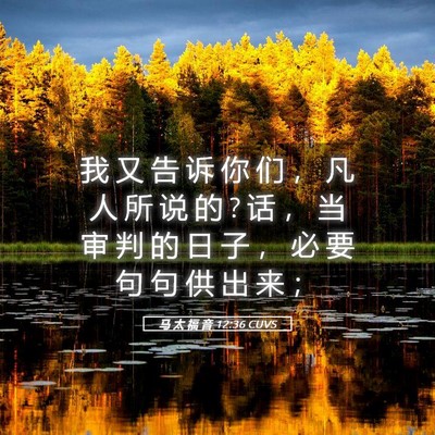 Picture 05 - 马 太 福 音 12:36 CUVS - 我 又 告 诉 你 们 ， 凡 人 所 说 的 ? - Bible Verse Picture