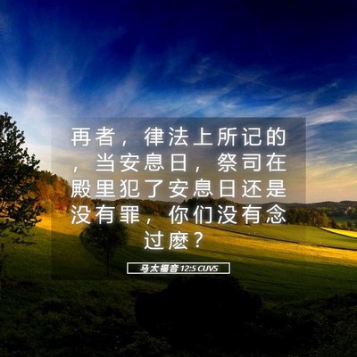 Picture 05 - 马 太 福 音 12:5 CUVS - 再 者 ， 律 法 上 所 记 的 ， 当 安 - Bible Verse Picture