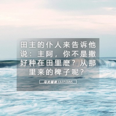 Picture 05 - 马 太 福 音 13:27 CUVS - 田 主 的 仆 人 来 告 诉 他 说 ： 主 - Bible Verse Picture