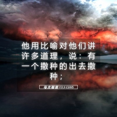 Picture 05 - 马 太 福 音 13:3 CUVS - 他 用 比 喻 对 他 们 讲 许 多 道 理 - Bible Verse Picture