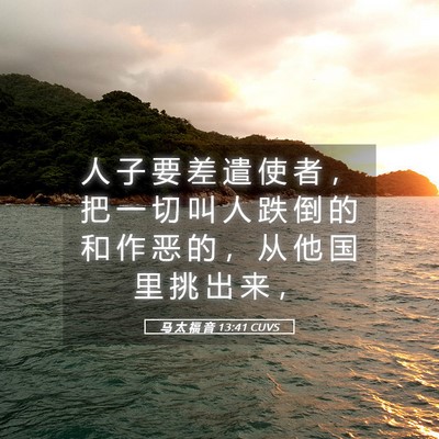 Picture 05 - 马 太 福 音 13:41 CUVS - 人 子 要 差 遣 使 者 ， 把 一 切 叫 - Bible Verse Picture