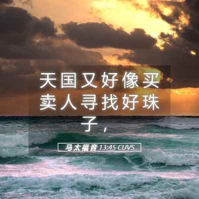 Picture 05 - 马 太 福 音 13:45 CUVS - 天 国 又 好 像 买 卖 人 寻 找 好 珠 - Bible Verse Picture