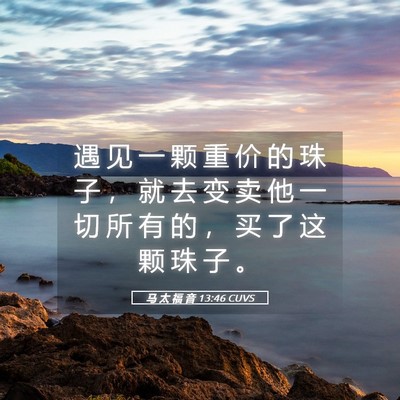 Picture 05 - 马 太 福 音 13:46 CUVS - 遇 见 一 颗 重 价 的 珠 子 ， 就 去 - Bible Verse Picture