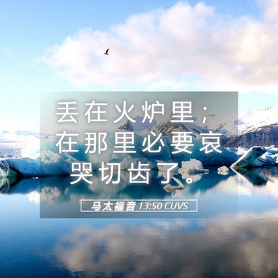 Picture 05 - 马 太 福 音 13:50 CUVS - 丢 在 火 炉 里 ； 在 那 里 必 要 哀 - Bible Verse Picture