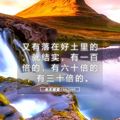 Picture 05 - 马 太 福 音 13:8 CUVS - 又 有 落 在 好 土 里 的 ， 就 结 实 - Bible Verse Picture