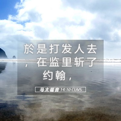 Picture 05 - 马 太 福 音 14:10 CUVS - 於 是 打 发 人 去 ， 在 监 里 斩 了 - Bible Verse Picture