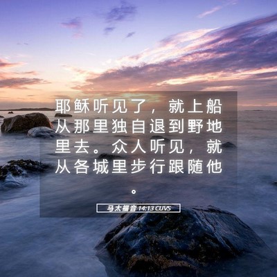 Picture 05 - 马 太 福 音 14:13 CUVS - 耶 稣 听 见 了 ， 就 上 船 从 那 里 - Bible Verse Picture