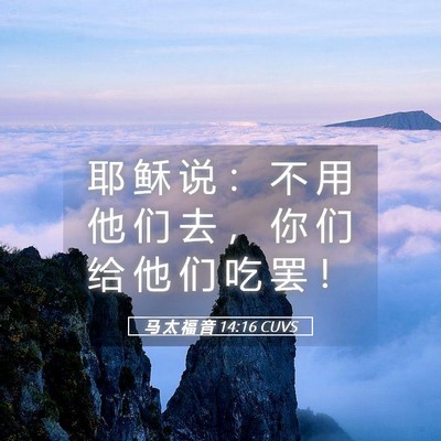 Picture 05 - 马 太 福 音 14:16 CUVS - 耶 稣 说 ： 不 用 他 们 去 ， 你 们 - Bible Verse Picture